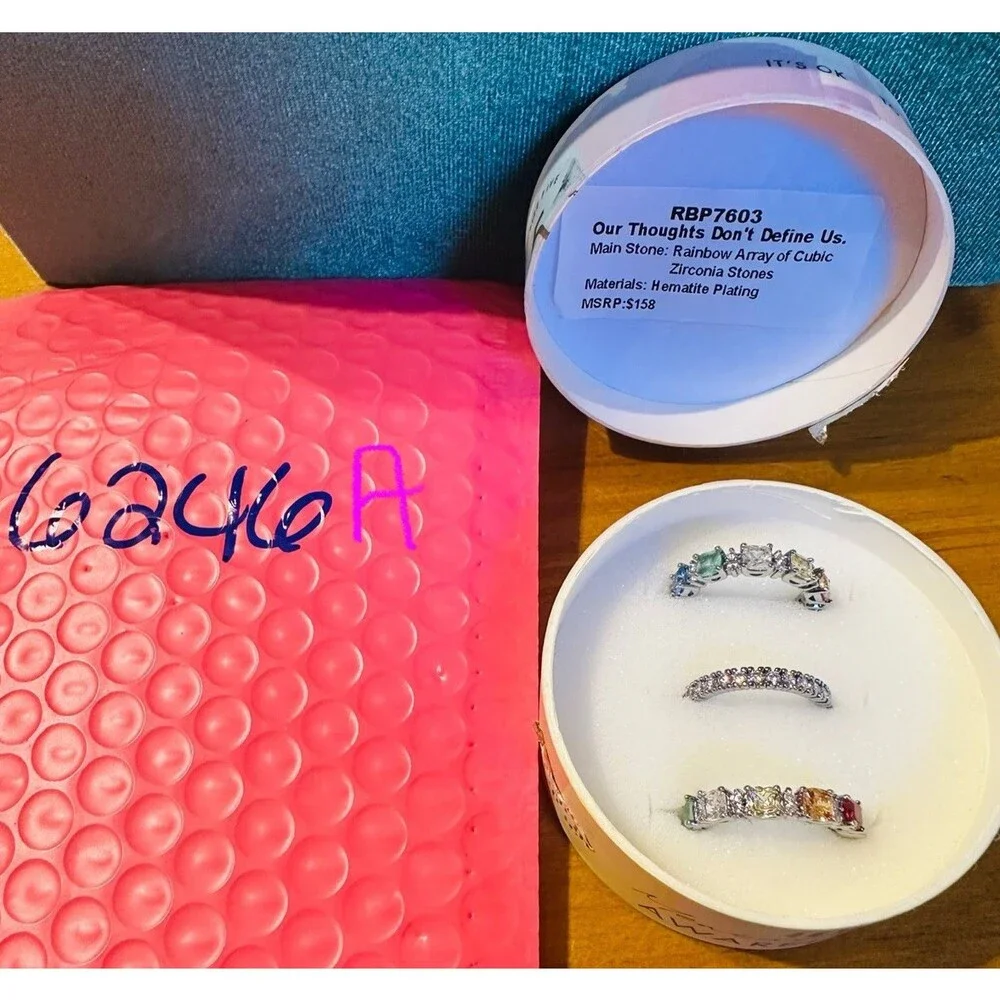 Bomb Party RBP7603 Our Thoughts Don’t Define Us Ring Size 5 Rainbow CZ MHA